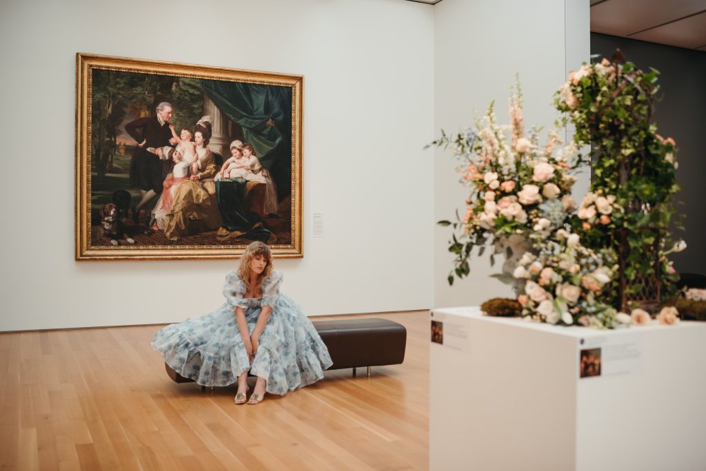 Woman in PNC NCMA Art in Bloom in Selkie La Belle Etoile French Puff Dress