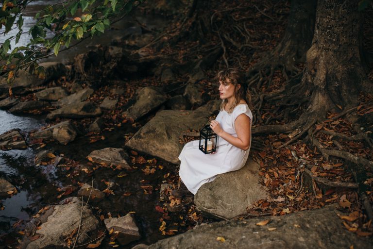 A woman in the water in a nightgown Opehlia Hamlet
